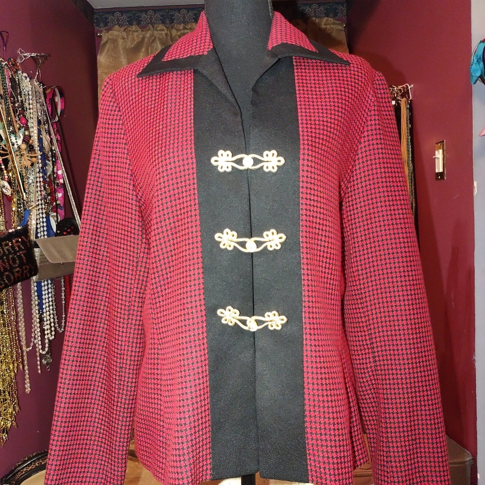 Laura Henson Vintage Red & Black Blazer L